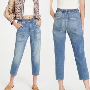 ARYA CARGO JEAN ELASTIC WAIST High-Rise Rigid Denim waterfall 29 8